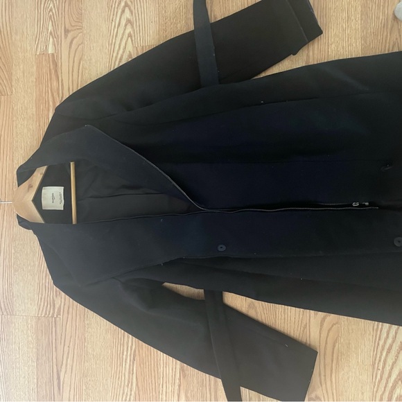 Mango wool black belted coat. - Picture 2 of 4